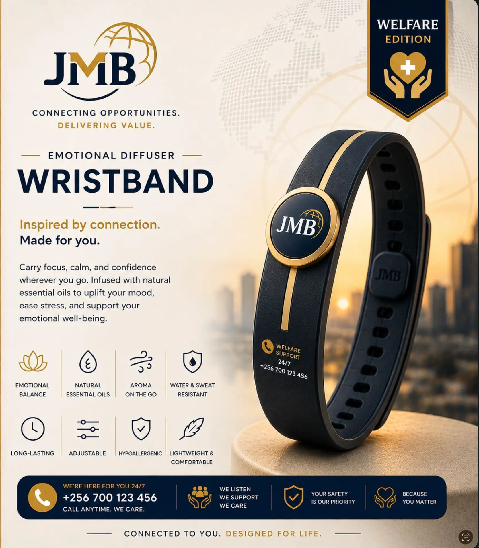 JMB Global emotional diffuser wristband, welfare edition