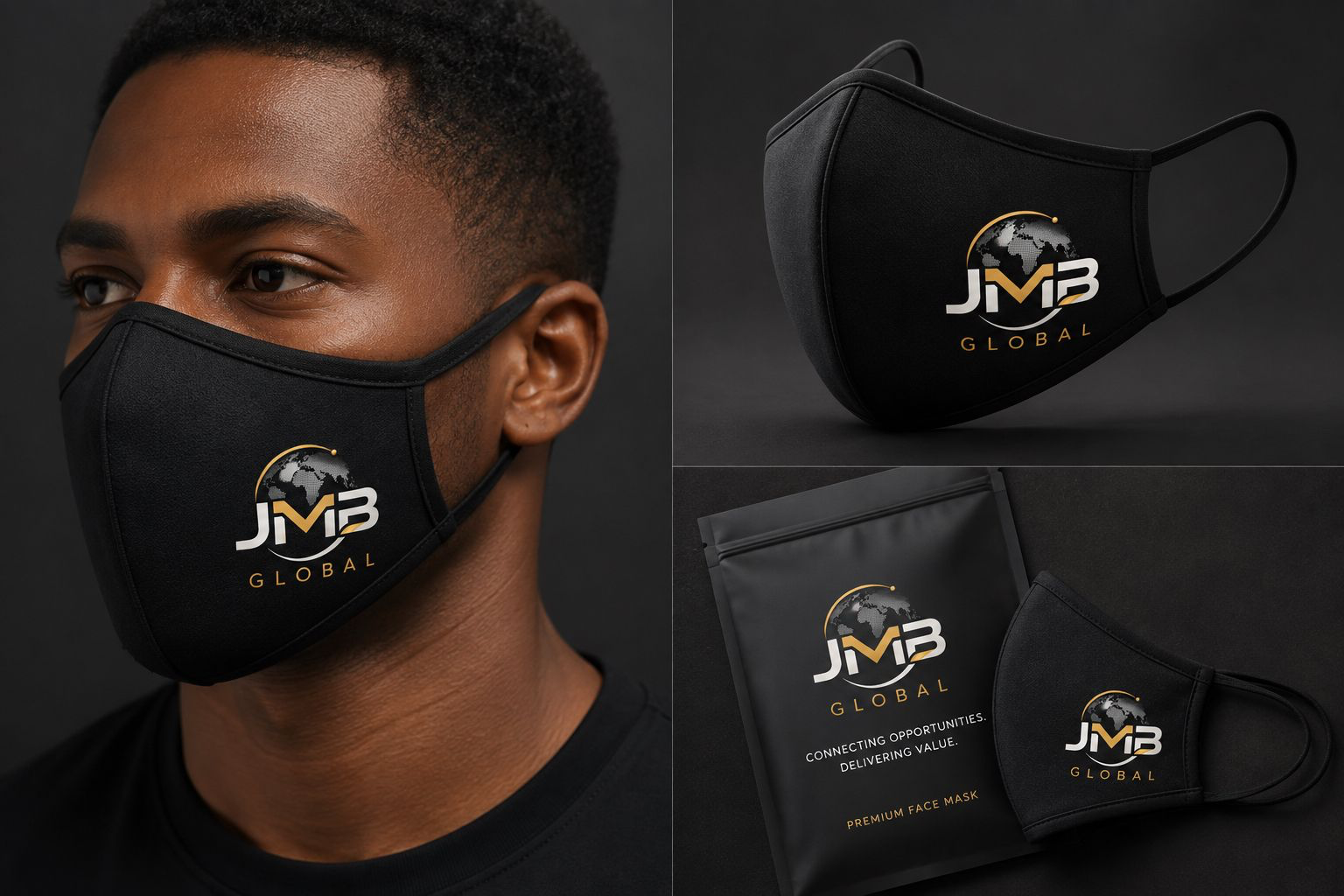 JMB Global branded premium reusable face mask